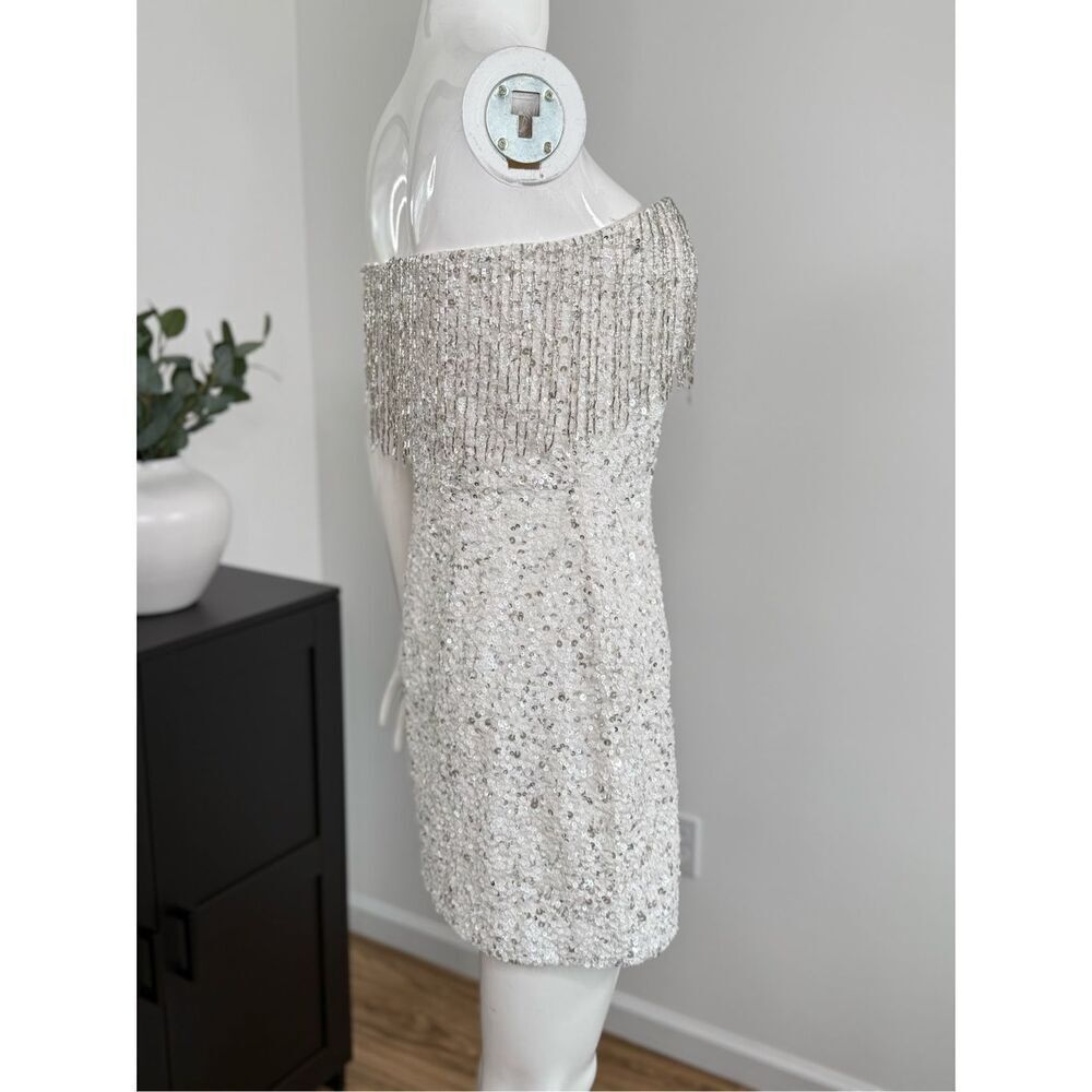 Retrofete Womens Cassandra Sequin Fringe Mini Dress White Size Small - Picture 9 of 15